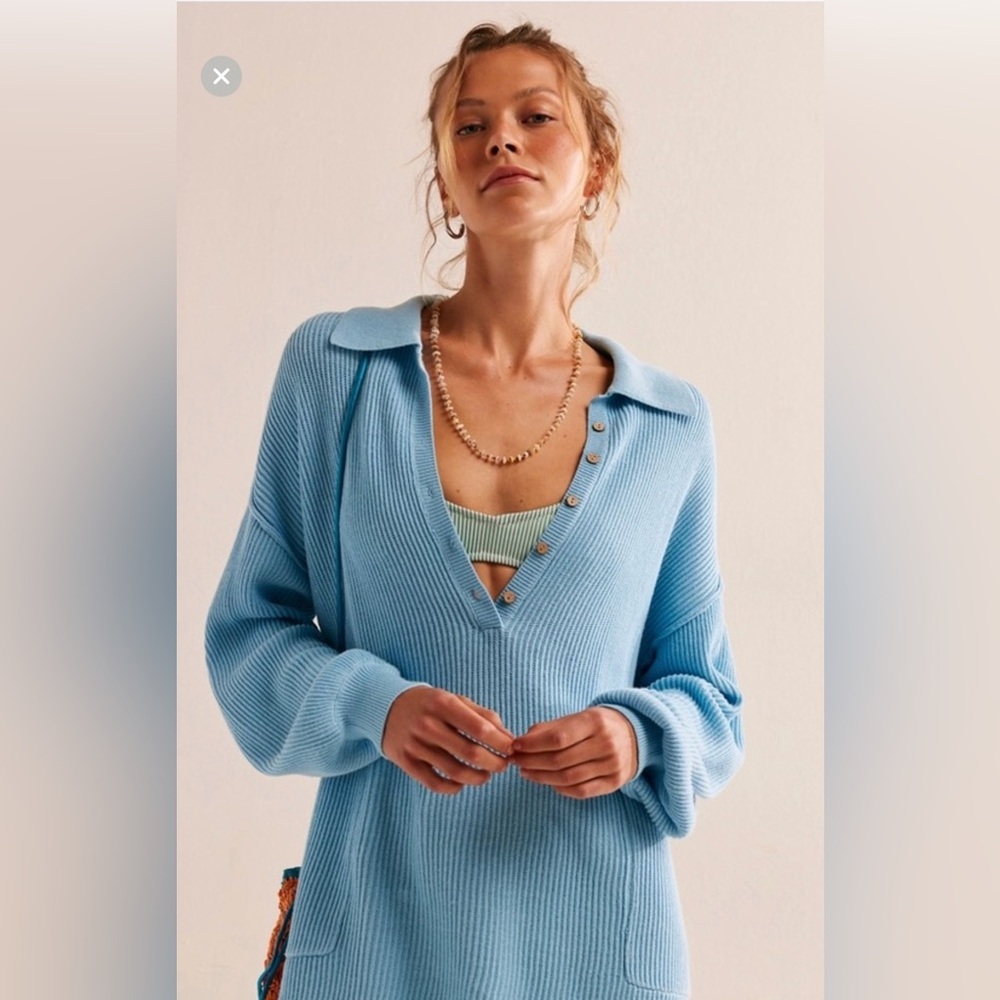 Free People Picnic Sweater Mini Dress Ribbed in Venetian pool